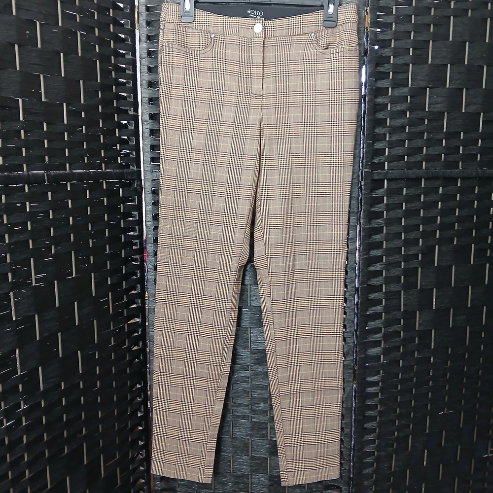 Soho Apparel Plaid Trousers - Brown and Black SZ 8 Womens